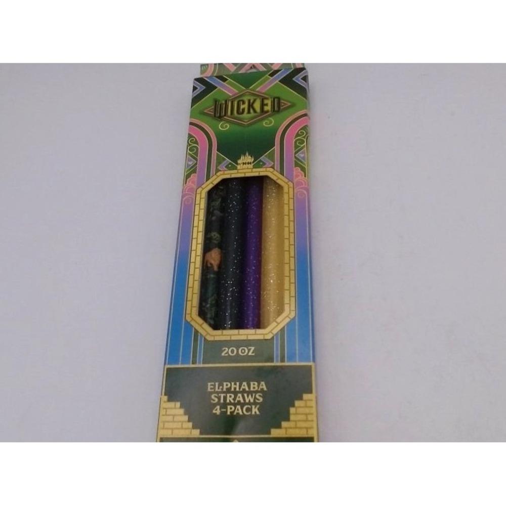 CharCharms 4pk 30oz Water Bottles Straws Wicked 2 Elphaba, BRAND NEW IN BOX====